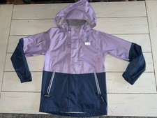 Girls M 10-12 REI Co Op Hooded Rain Jacket Purple Blue Zip Up