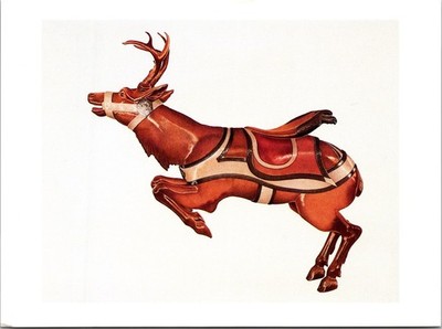 Carrousel Reindeer Watercolor by Michael Riccitelli UNP Continental Postcard XM5