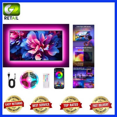 Multicolor 13.2ft LED Strip Lights with Music Sync & Remote for TV Setup