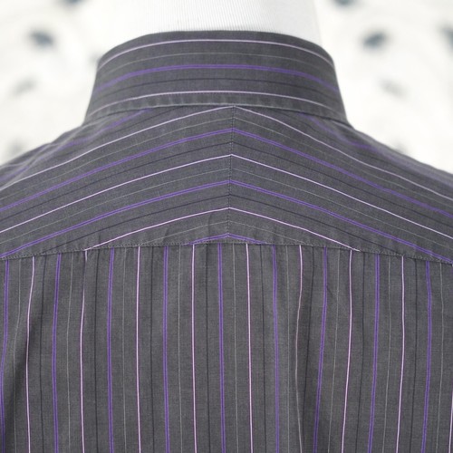 APT.9 Shirt Mens L Black Purple Pinstripe Long Sleeve Button Up Cotton Elegant - Picture 11 of 12