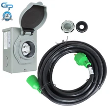 25/50/75/100Ft Generator Extension Power Cord L14-30 30 Amp Power Inlet Box