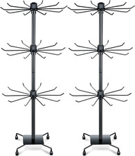 2 Pcs Rotating Jewelry Display Rack with Hooks Metal Earrings Display Stand for