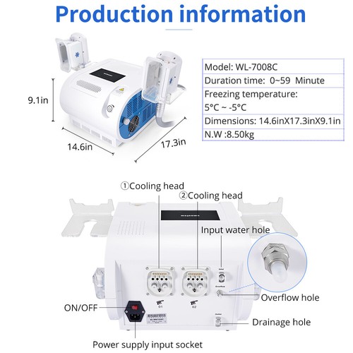2 Handles Cooling Threapy System Vacuum Cold Freezing Body Belly Beauty Machine - Picture 17 of 18