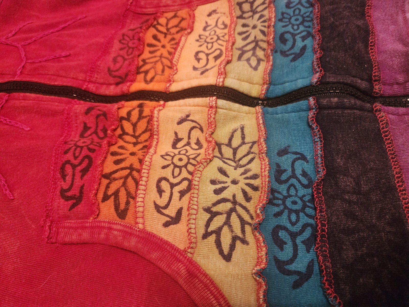 Stiched Multicolor Sun Rainbow Medium Hoodie - image 2