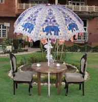 Indian Outdoor Sun Shade Patio Umbrella Embroidered Garlands Parasol large