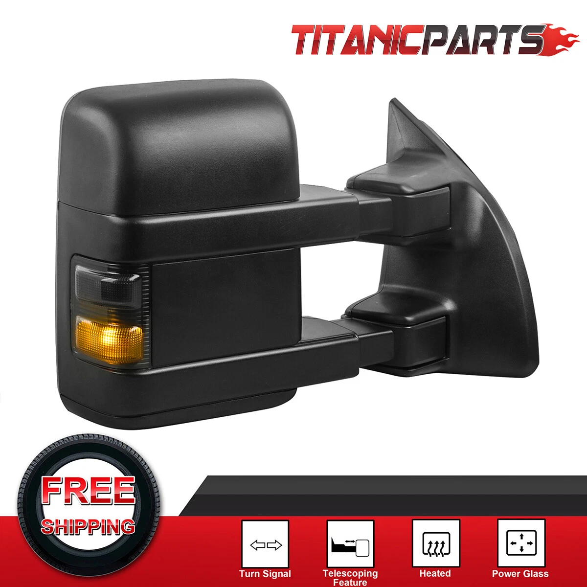 Right Side Tow Mirror For 08-16 Ford F250 F350 F450 F550 Truck Power Adjusted