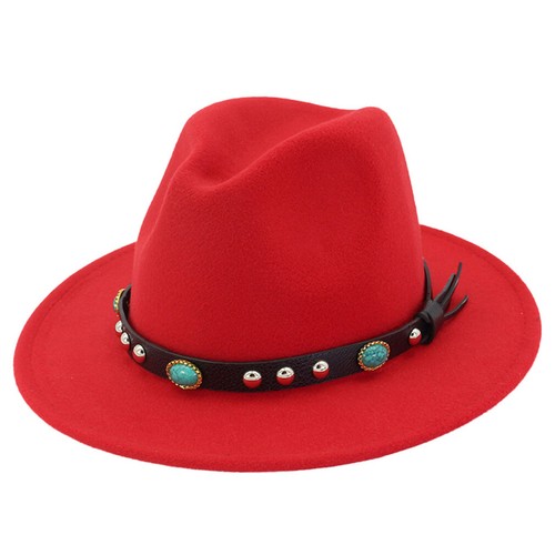 Kids Fedora Hat Children Boys Girls Panama Cap Wide Brim with Turquoise Belt - Picture 7 of 26
