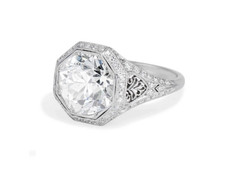 Vintage Art Deco Women's Ring Set With an Old European Cut 3.55CT Cubic Zirconia