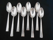 8 Mikasa KYLER 18/10 Stainless Steel Hammered SOUP SPOONS 7 5/8"