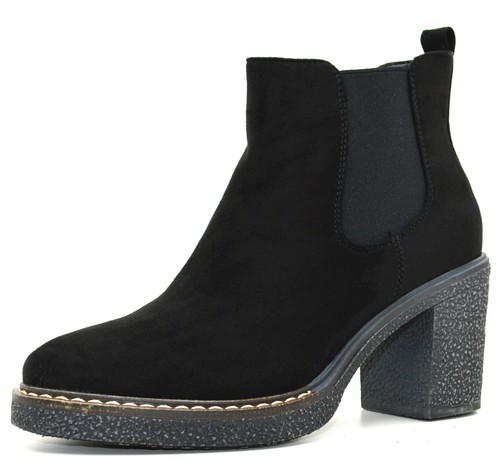 Tronchetti neri donna chelsea boots stivaletti scamosciati elasticizzati  tacco | eBay