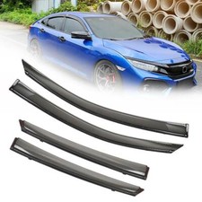 Black Deflector Window Visor Sun Rain Guard For 2016-2021 Honda Civic Sedan 4dr