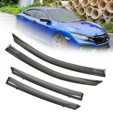 Black Deflector Window Visor Sun Rain Guard For 2016-2021 Honda Civic Sedan 4Dr
