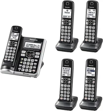 Panasonic 5 Handset Answering System w Link 2 Cell Call Block & Talking Caller I