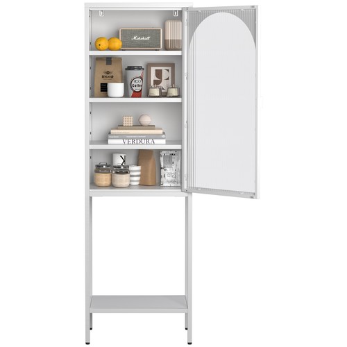 New|Metal Glass Door Display Storage Cabinet-5-Tier Cube Bookshelf Storage Cabin - Picture 7 of 16