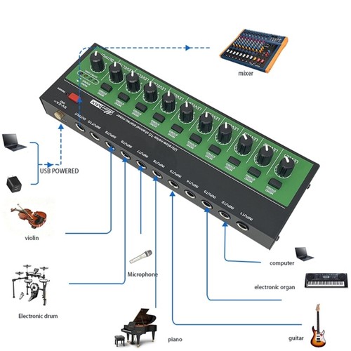 Advanced 10Way Sound Mixer for Superior Sound Blending in Recording Broadcasting - Picture 3 of 8