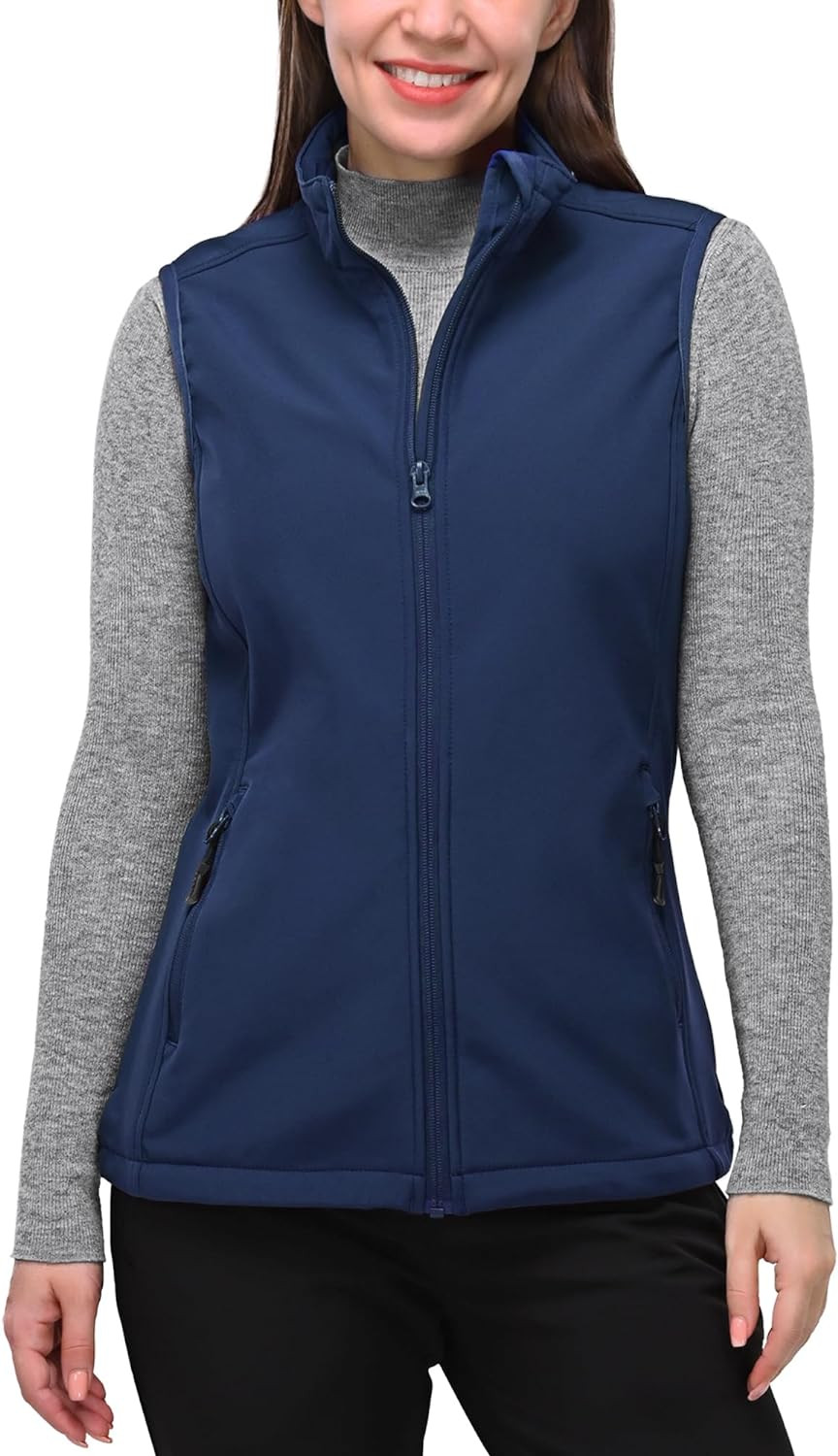 Women'S Running Vest Fleece Lined Zip up Windproof Lightweight Softshell Vests O