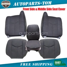 For 2003 2004-2007 Chevy Silverado 2500 Front &Middle Side Cloth Seat Cover Gray