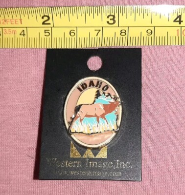 Idaho Elk 3d raised souvenir travel jacket lapel pin Western Image