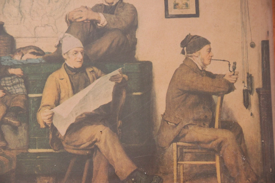 Cadre en pin naturel vernis, avec une reproduction. - Photo 4/4