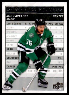Joe Pavelski 2023-24 Upper Deck Series 1 Stat Box Fillers RC #SB-13 Dallas Stars