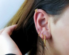 925 Sterling Silver Twisted Huggie Hoop Earrings, Gold Hoop Earrings, gift