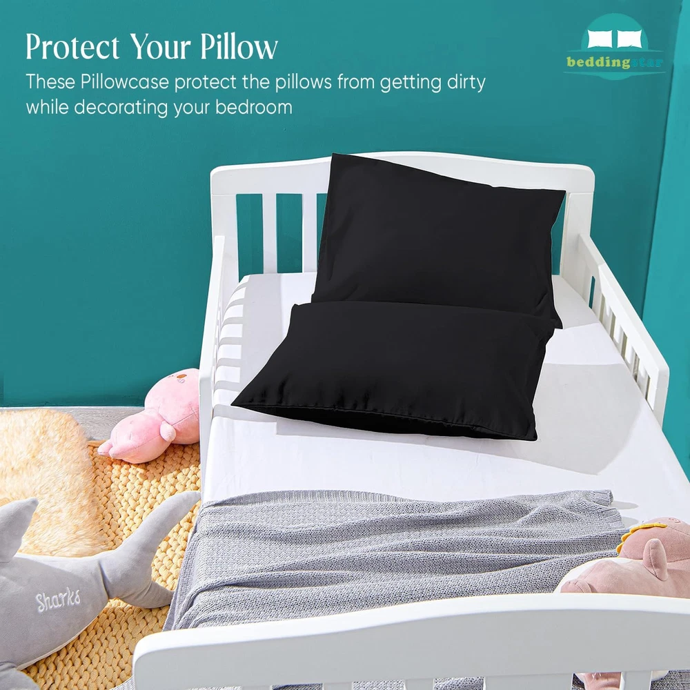 Travel Pillow Case 12X16 Size Egyptian Cotton Set of 2 Zipper Closure Toddler Pi