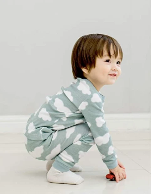 Conjunto de pijama Vaenait Baby 100% algodão 2 peças azul com nuvens brancas EUA tamanho 10, M - Imagem 3 de 4