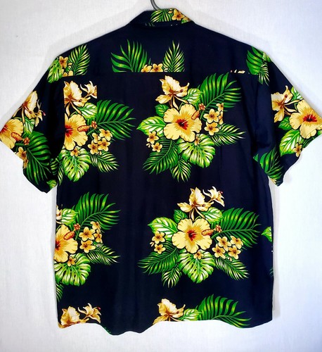 Steve Barry's Shirts Hawaiian Mens XL Casual Short Sleeves Button Black Floral - Picture 3 of 4