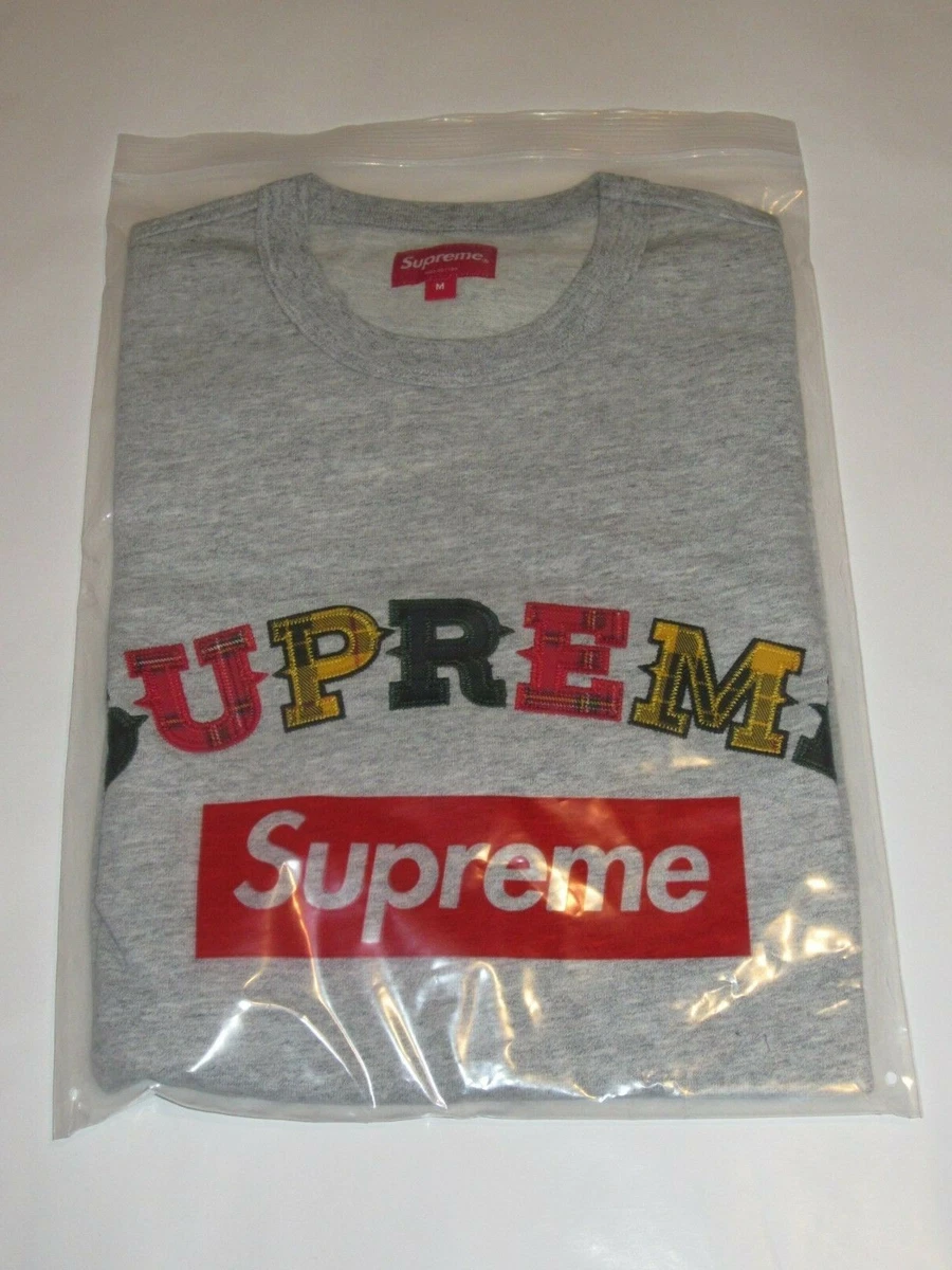 SUPREME Plaid Applique Short Sleeve Top HEATHER GREY Men's Medium NEW! F/W 2020