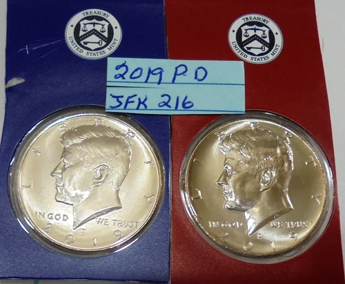 Nice 2019 p, d, Uncirculated  Kennedy Half Dollars From Mint Sets # 216