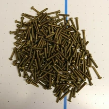 20 pcs 1/4"-20 X 1 1/2" Round Head Slotted Machine Screw Brass - NOS