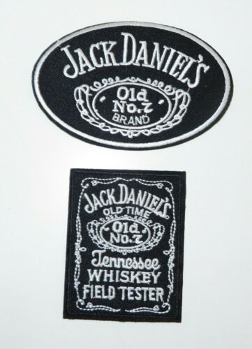 Jack Daniels Old No. 7 Black & White Iron/Sew On Embroidered Patch Set of 2  - Zdjęcie 1 z 2