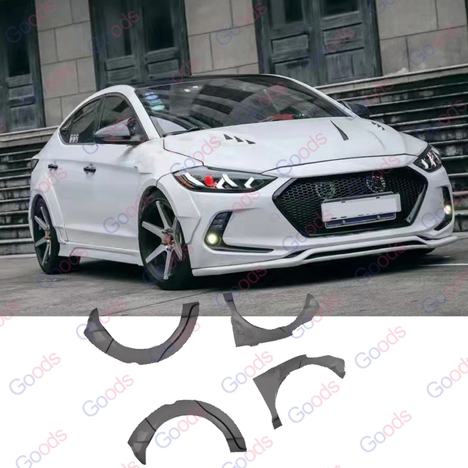 Kit acampanado guardabarros carrocería ancha arcos de rueda negros para Hyundai Elantra 2017-2020 Foto 4 de 4