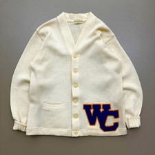 VTG 60s Lettermen Varsity Cardigan Western Carolina Cream Sportswear True VTG