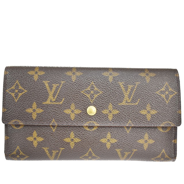 monogram leather wallet womens
