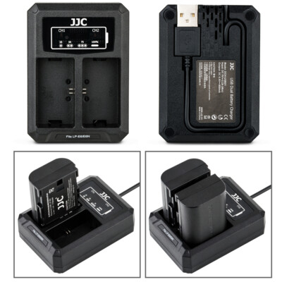 USB Dual Battery Charger fits LP-E6/LP-E6N fr Canon EOS R 7D 6D II 5D IV  80D 70D