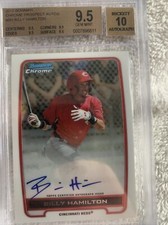 BILLY HAMILTON 2012 BOWMAN CHROME PROSPECT REDS ON CARD AUTO BGS 9.5 w/ 10
