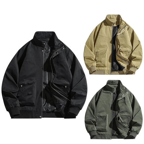 Mens Casual Outdoor Pocket Solid Color Fashion Jacket