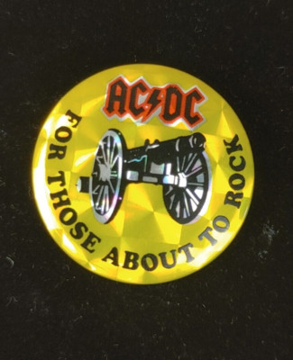 AC/DC Pin 'For Those About To Rock' Prismatic Pinback Vintage Button ...