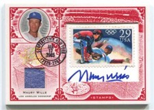 2005 LEAF CENTURY STAMP PRIME POSTMARK OLYMPIC AUTO RELIC #27 MAURY WILLS 1/3