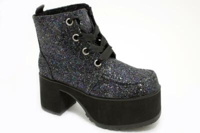 A9274L TUK Nosebleed Big Eye Boot Black Jewels Glitter PU