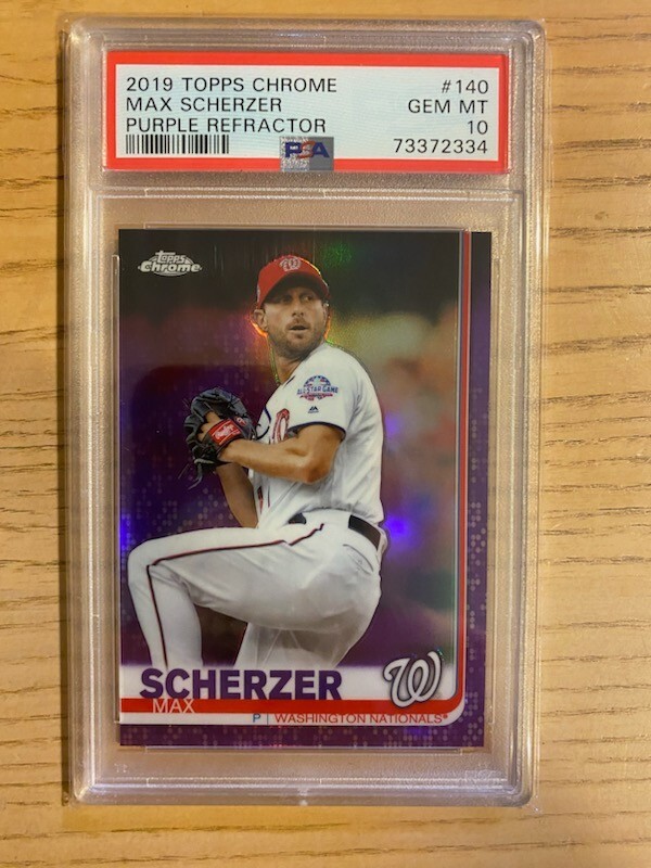 2019 Topps Chrome Max Scherzer Purple Refractor #140 /299 PSA 10