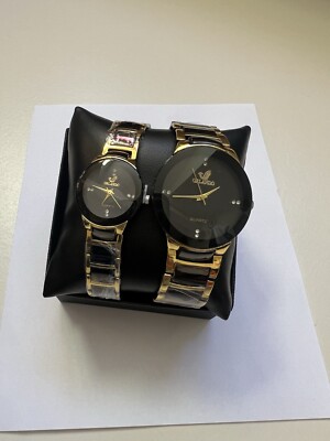 Orlando His Hers Quartz Wristwatch Set Gold Black UK