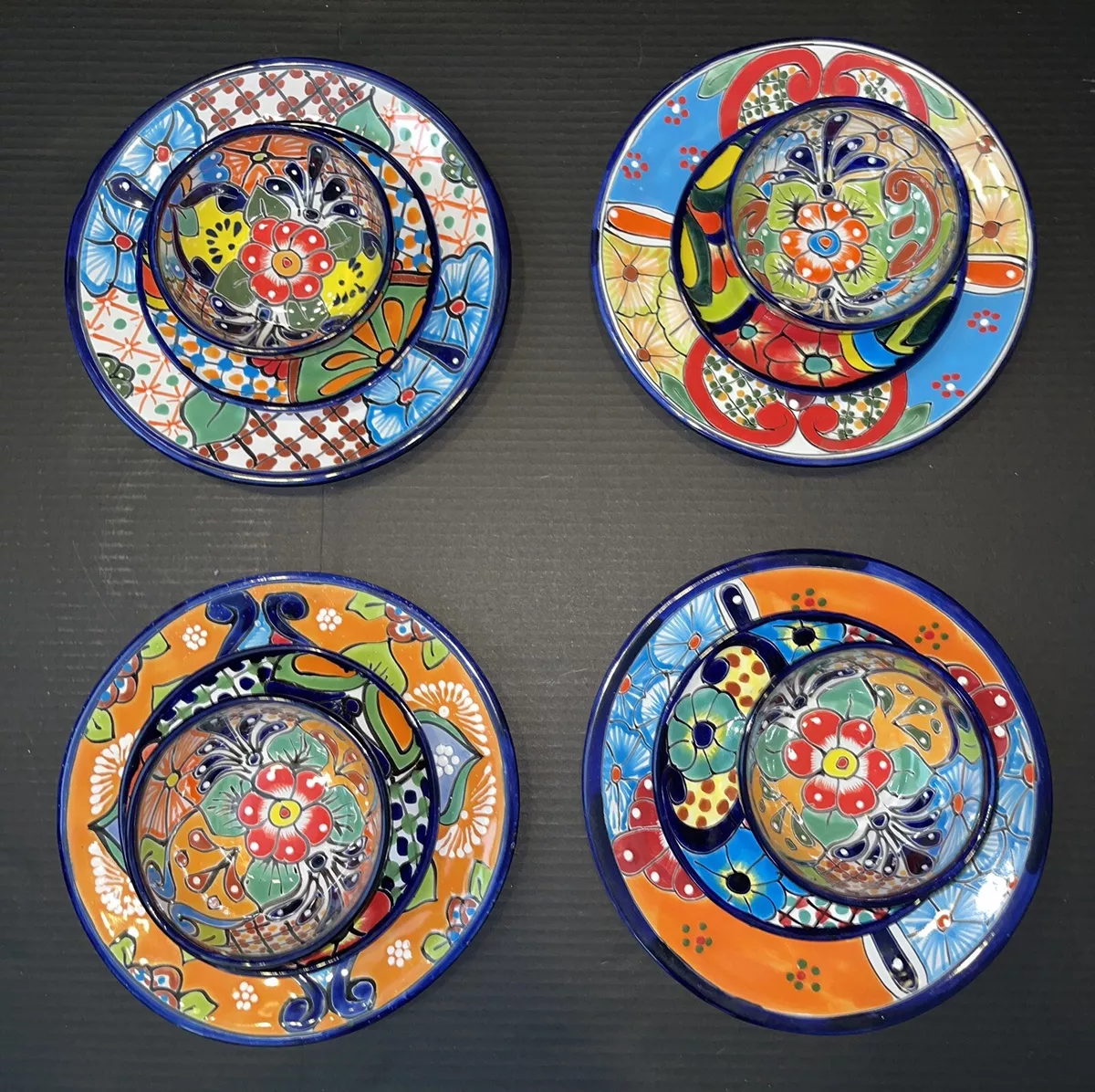 Talavera Dinnerware 12 Piece 4 Plate Settings Colorful Floral