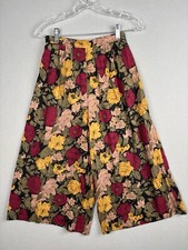 Vintage Sag Harbor Pants Womens S Floral Pull-On Hawaiian USA 3552