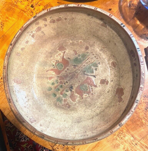 Antike Keramikschale aus roten Ton 12 Zoll/ 32 cm original alt !