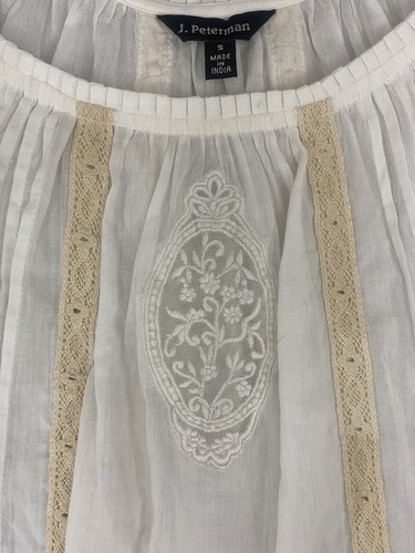 J Peterman Womens Tunic Top Shirt Blouse Small Embroidered Artsy Linen Cotton - Picture 4 of 11