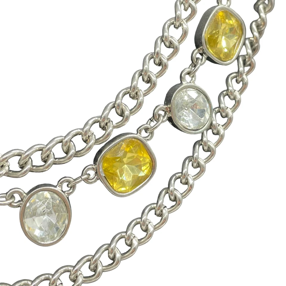 Collar de cadena de cristal facetado de vidrio con piedras de amor Jessica Simpson Foto 3 de 4