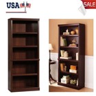 Cherry Finish 5-Tier Bookcase Book Shelves Cabinets Display Shelf High-quality