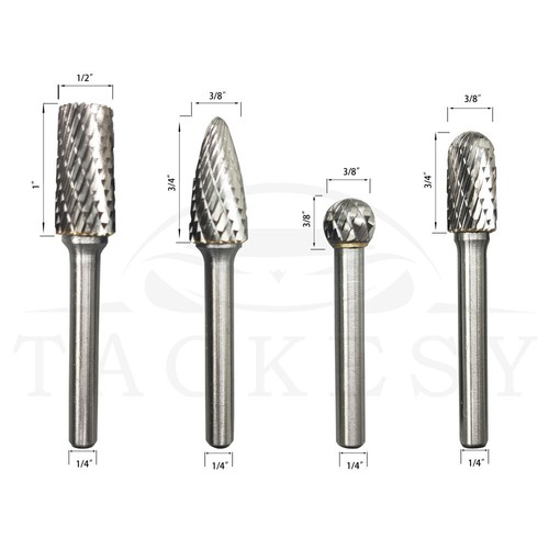1/4'' Double Cut Tungsten Steel Carbide Rotary Burr Die Grinder Shank Bit Set 8x - Picture 4 of 4